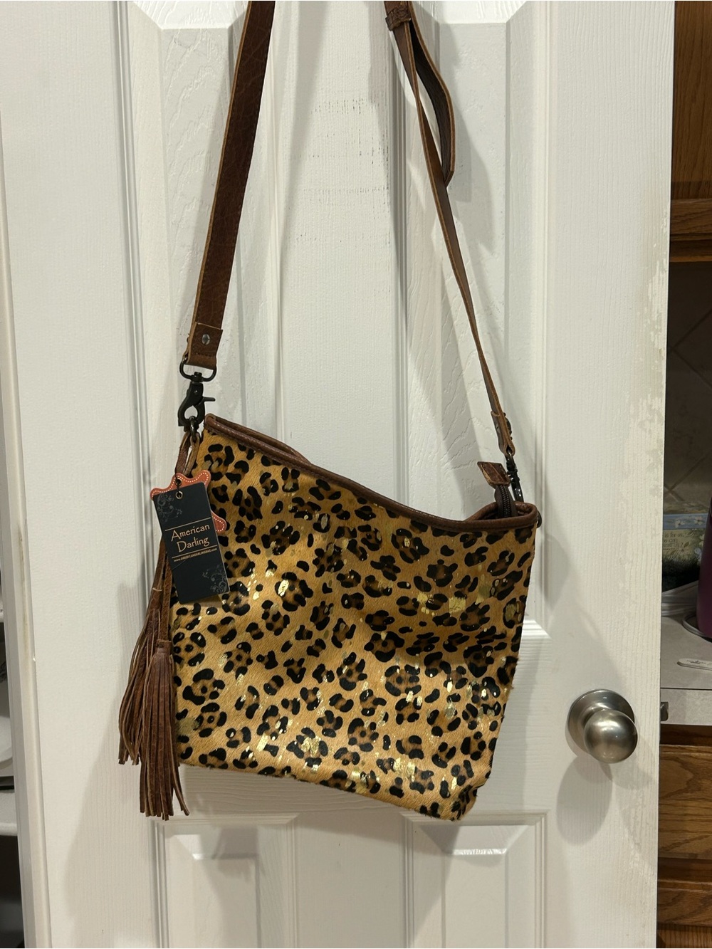 American Darling Leopard-Print Shoulder Bag in Brown and Black conceal gun carry